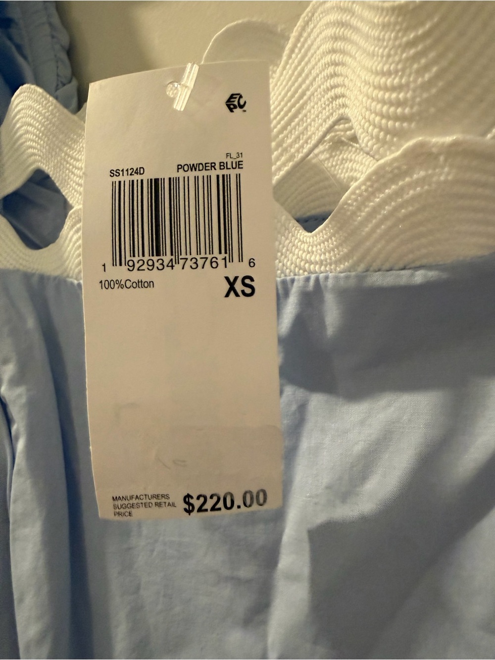 English Factory Powder Blue Puff Sleeve Cotton Midi Dress XS NWT - Picture 8 of 11